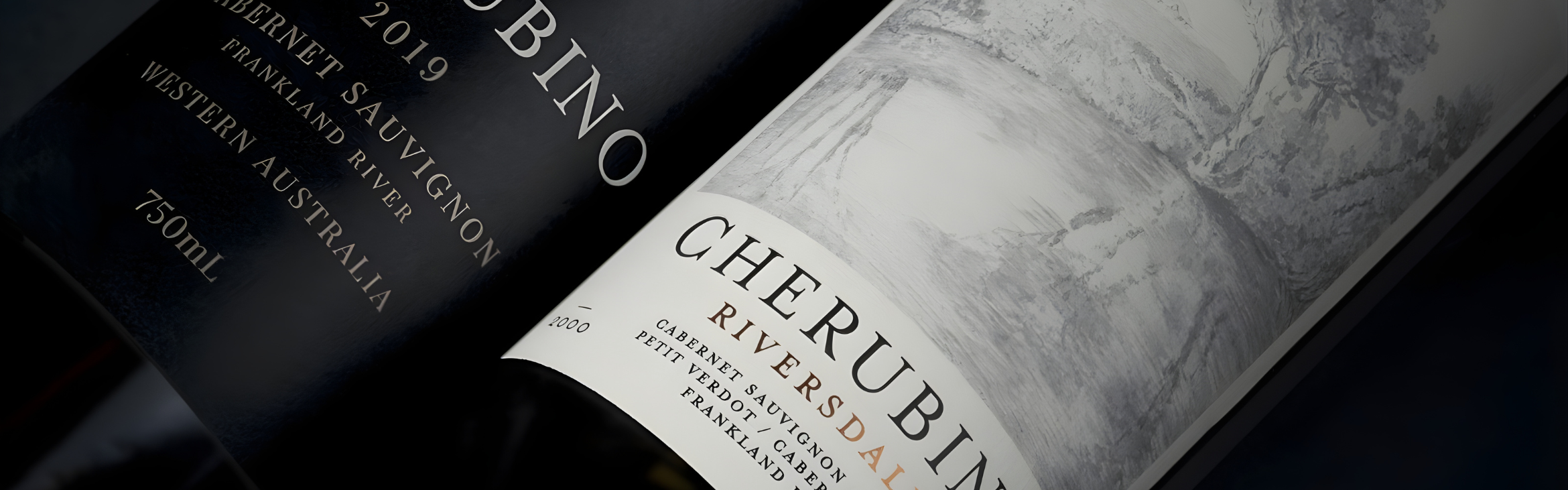 Close-up of a Cherubino wine bottle label with detailed text.