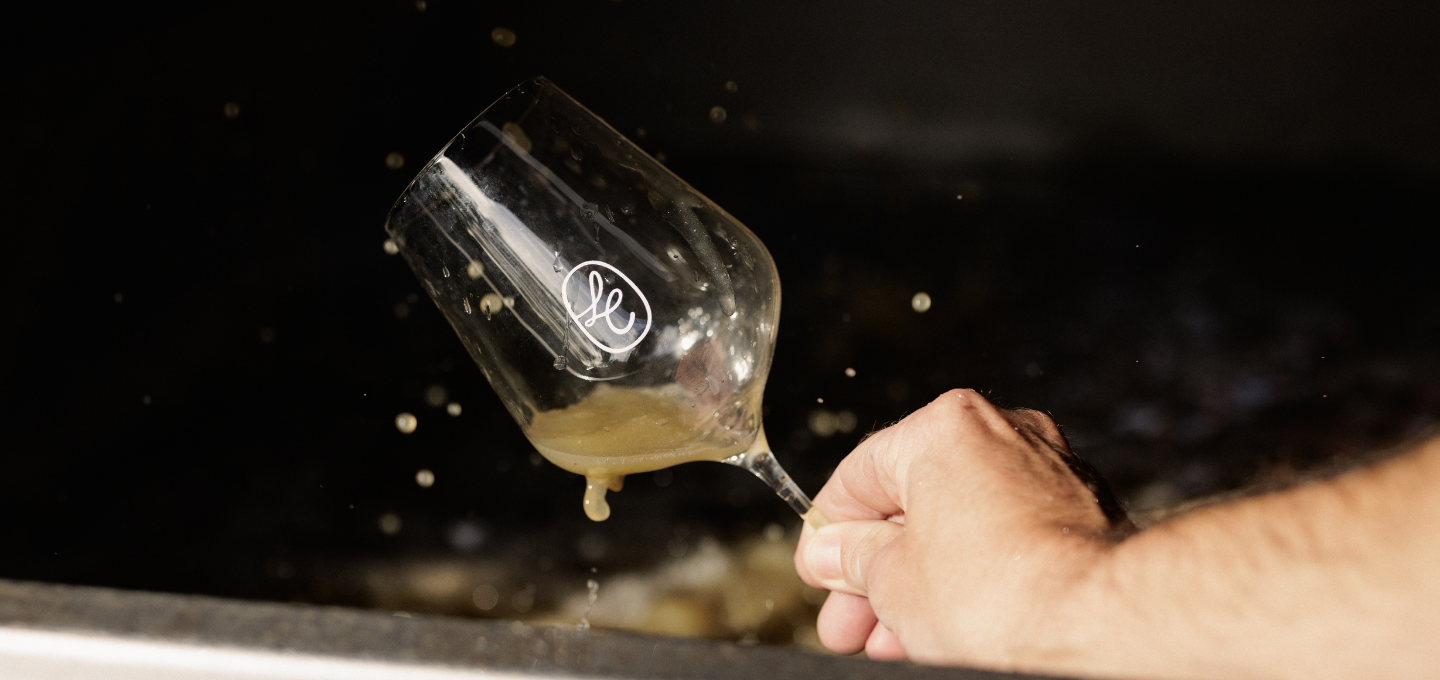 Winemaking at Cherubino Wines, showing grape juice during fermentation in the winery